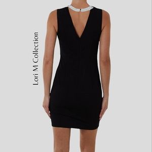 LORI M Collection Rhinestone Ring-neck Peep Hole Dress- Large- NWOT